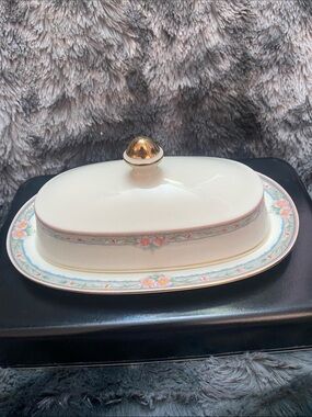Vintage Mikasa Porcelain Covered Butter Dish La Rose Pattern